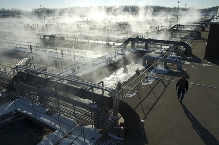 Steam rising from Metro WasteWater Treatment Plant