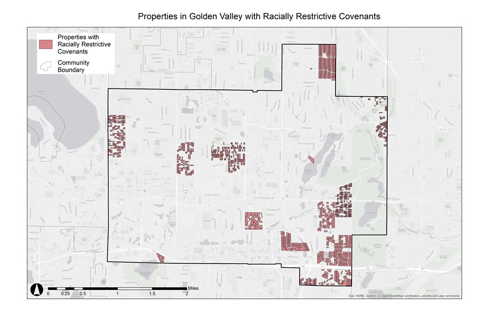 <div class='lb-heading'>Map  of Properties in the City of Golden Valley with Racially Restrictive Covenants</div><div class='lb-text'>This map shows the properties within the City of Golden Valley with racially restrictive covenants. It was created using data from the University of Minnesota’s Mapping Prejudice Project.</div>
