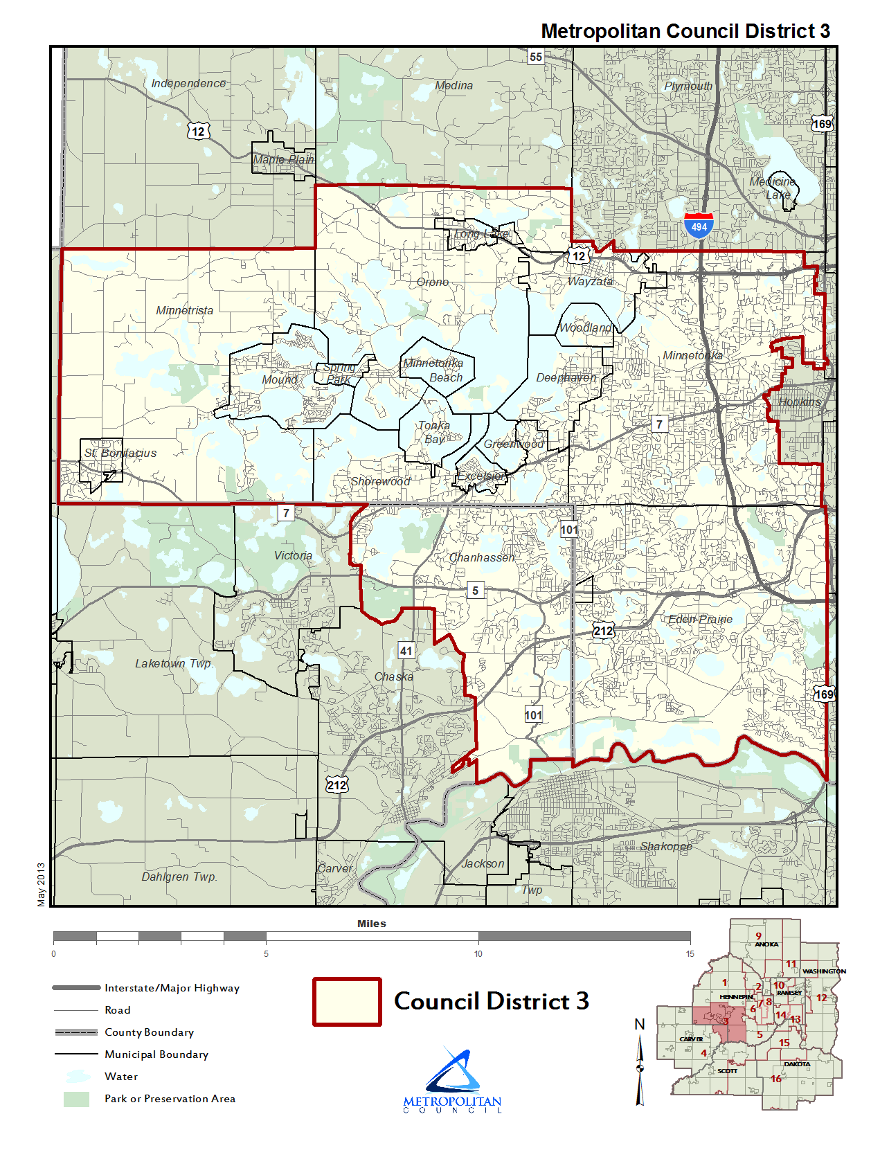 Metropolitan Council District 3 map