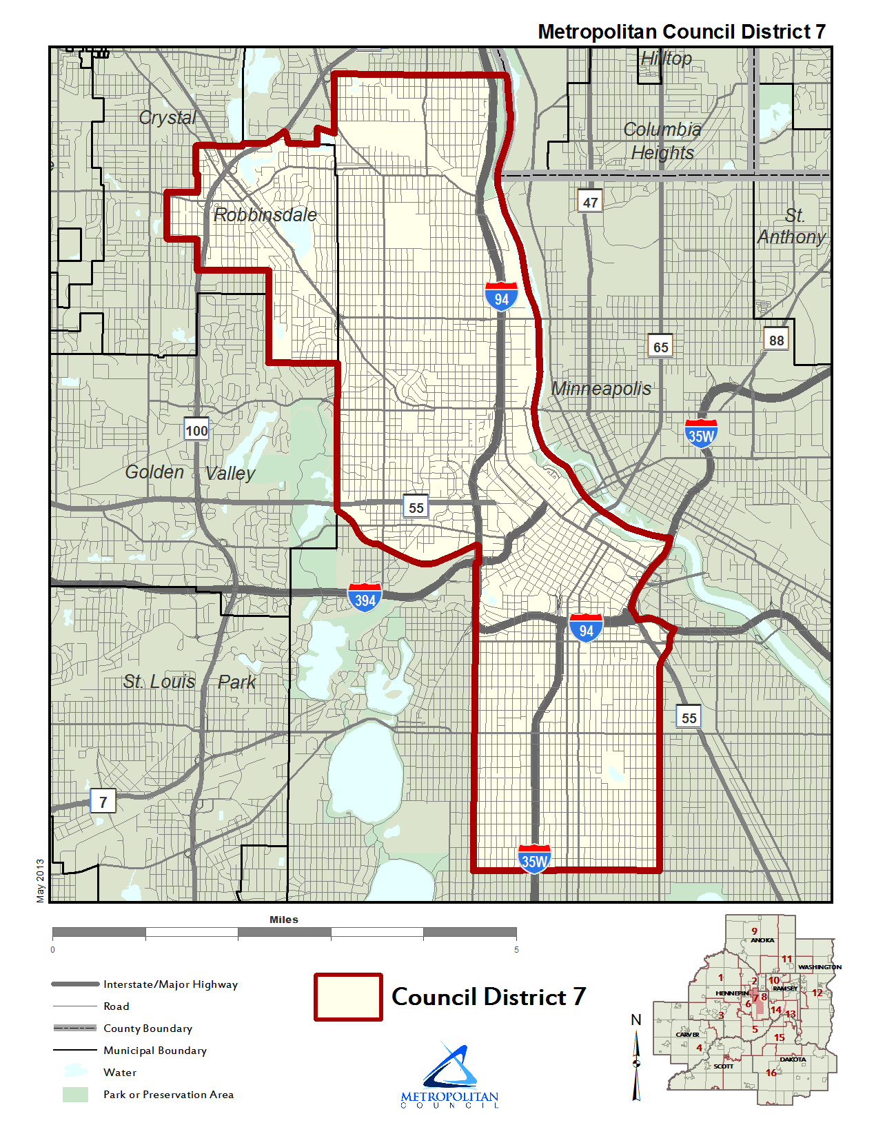 Metropolitan Council District 7 map