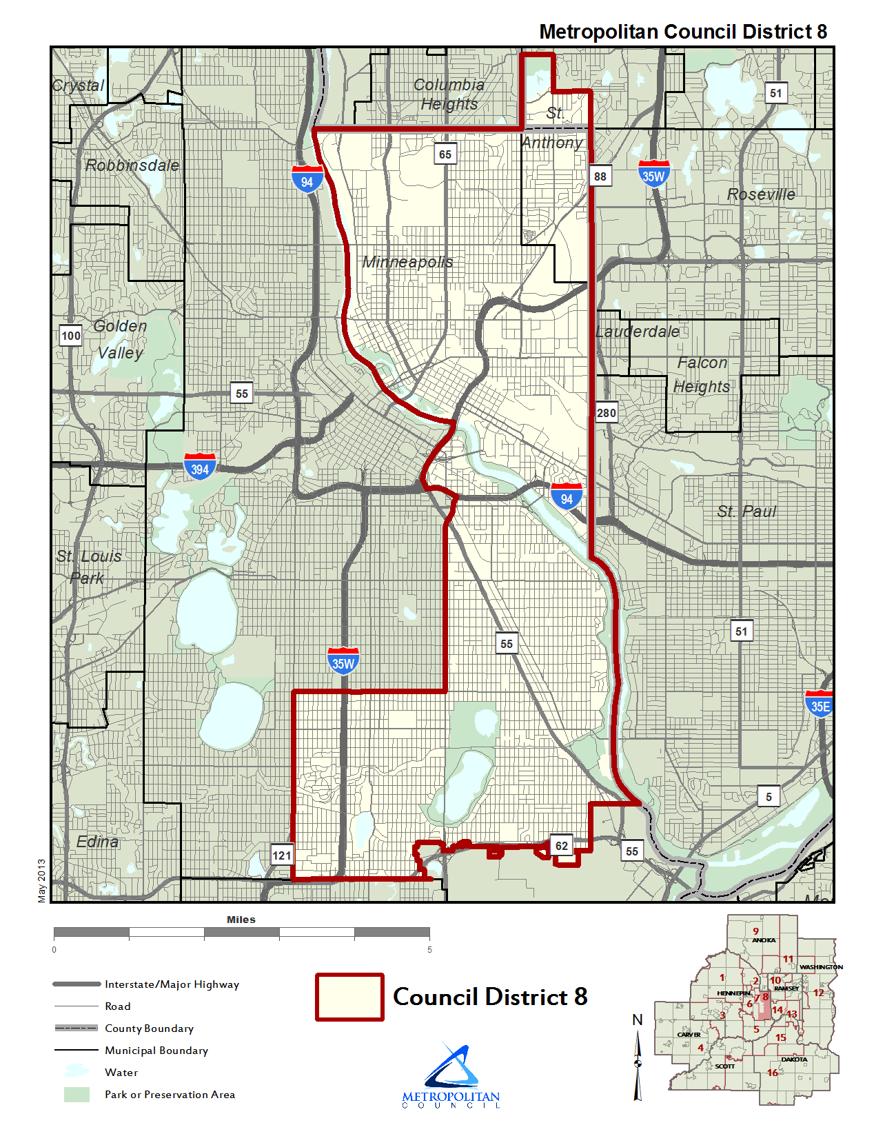 Metropolitan Council District 8 map