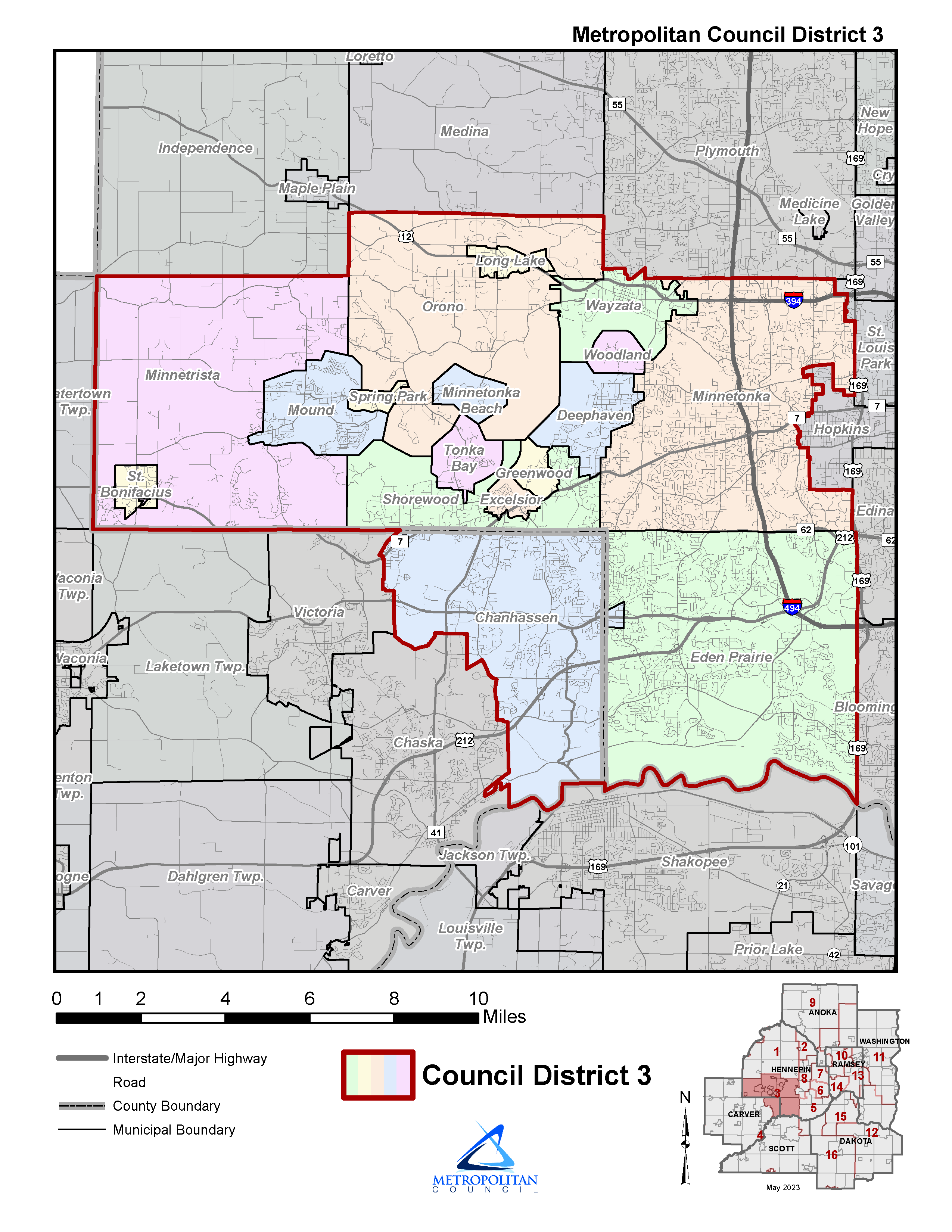 Metropolitan Council District 3 map