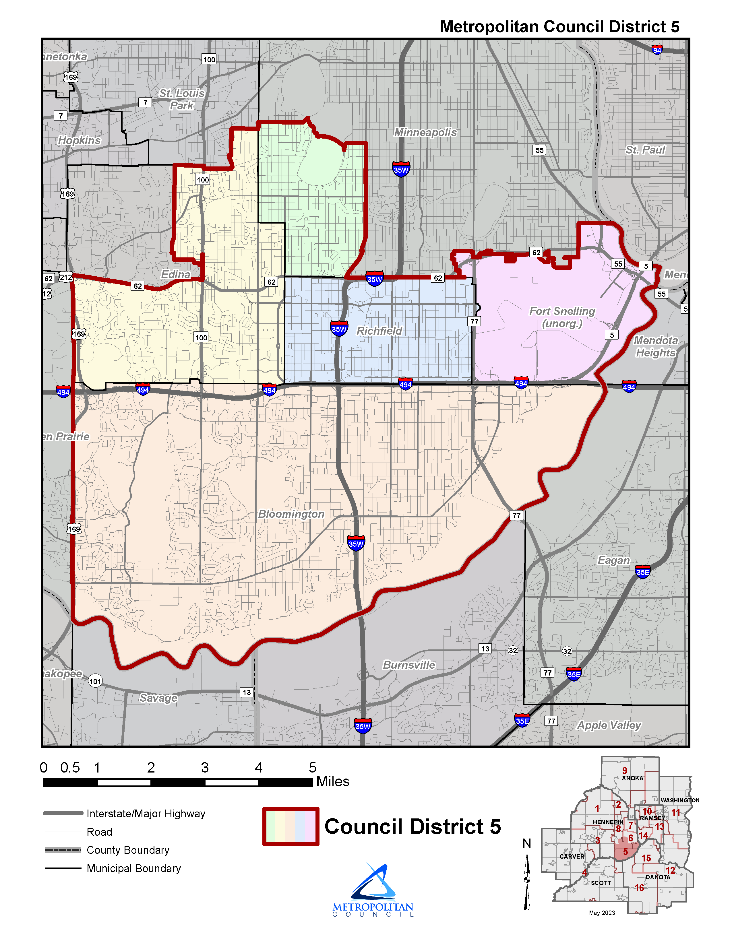 Metropolitan Council District 5 map