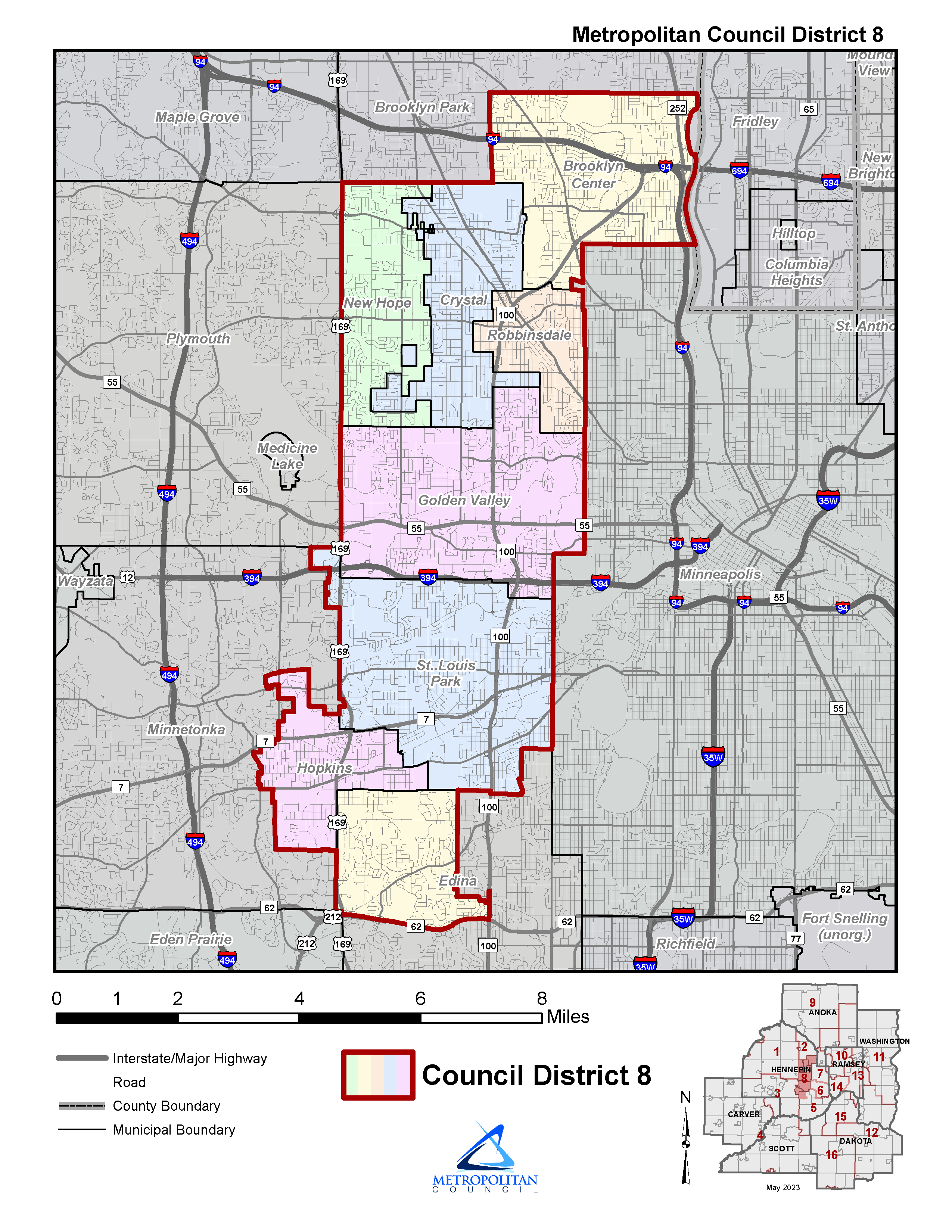 Metropolitan Council District 8 map