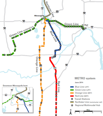 METRO  transitway network system map.