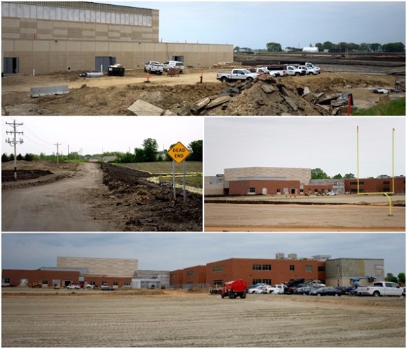 <div class='lb-heading'>Construction of Waconia High School</div><div class='lb-text'>Construction photos of Clearwater Middle School transition and expansion into the new Waconia High School. The left photo in the middle row illustrates the expansion of CSAH 10 and a new roundabout that will create better access to roads and the school. </div>