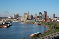 Minneapolis view, river, trails, rails